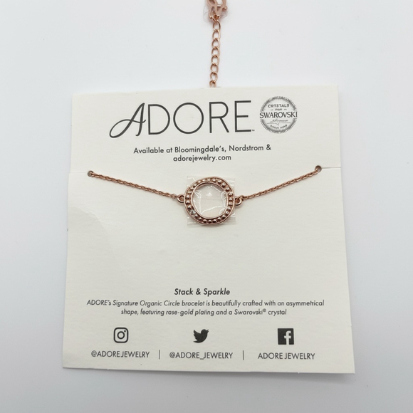 Adore Rose Gold Circle Bracelet Swarovski Crystal Stack & Sparkle NWT - Picture 2 of 6